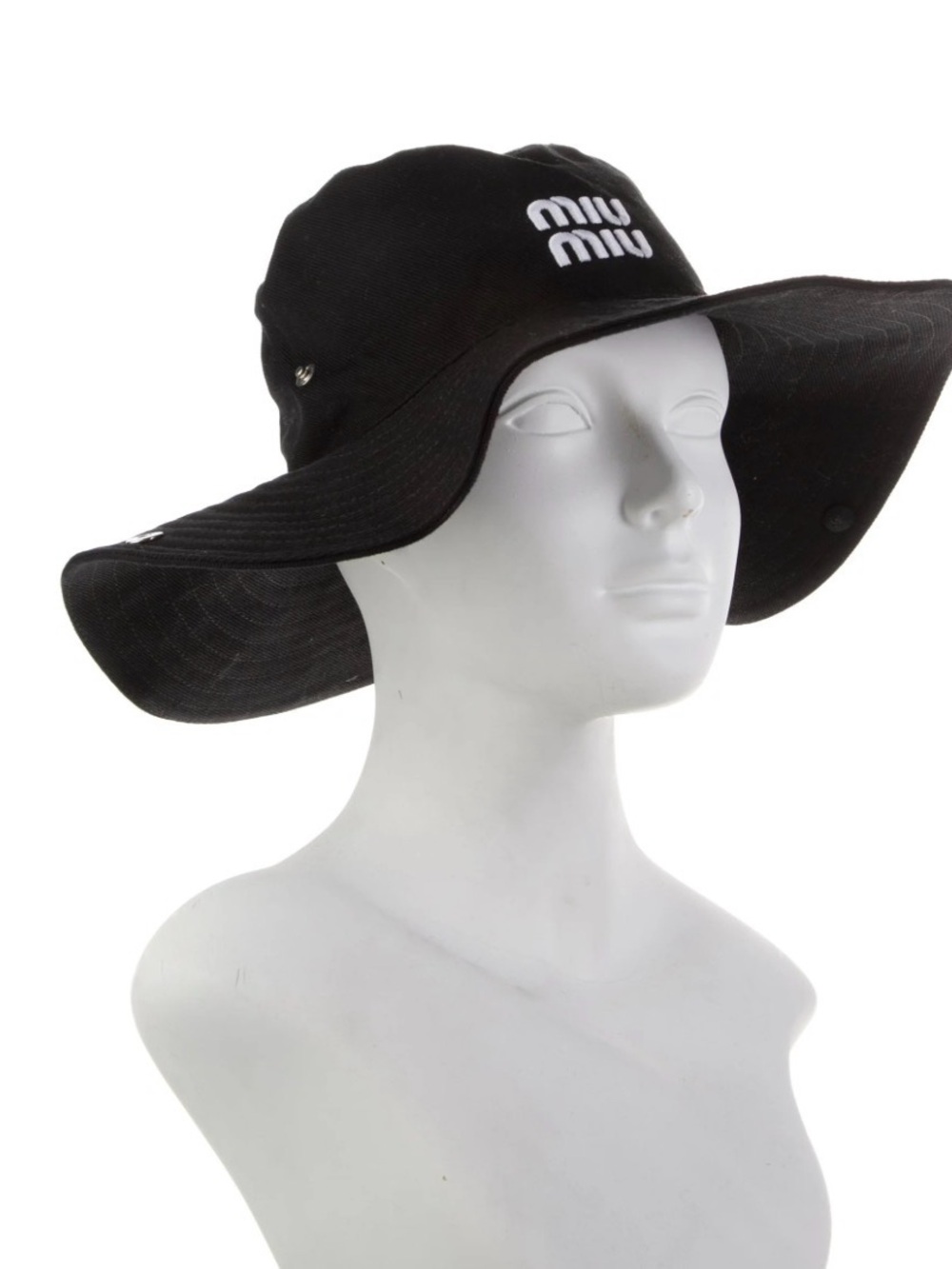 Miu Miu Black Wide-Brim Sun Hat with Contrasting Logo never use!!!
